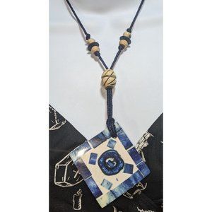 Blue And White Mosaic Necklace